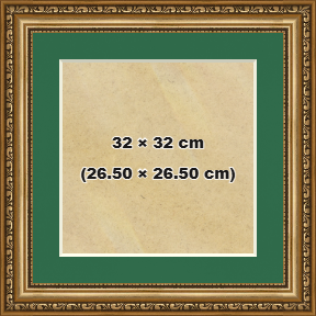 Ornate Gold 32x32 cm Picture Frame with (26.50x26.50 cm) Emerald mount