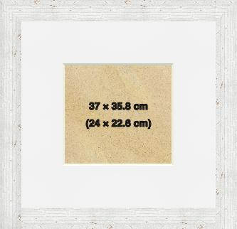 Modern Frames White Rustic 37x35.8 cm Picture Frame with (24.00x22.60 cm) White mount